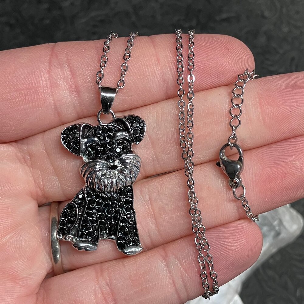 Cute Blingy Schnauzer Dog Necklace Pendant Jewelry